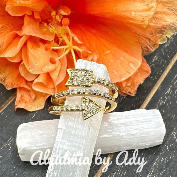 Gold/zirconia pave diamond style chunky lux ring band maximalist - Picture 1 of 7